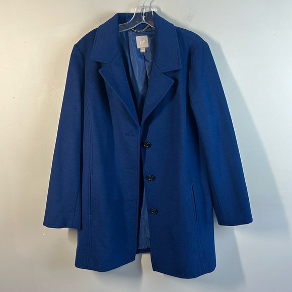 J.Jill Wool Pea Coat Overcoat Royal Blue Size M - Picture 3 of 14